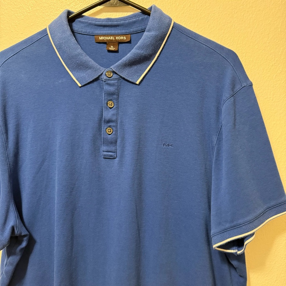 Michael Kors Men's Polo Shirt in Blue Size XL Pullover 1/4‎ Button